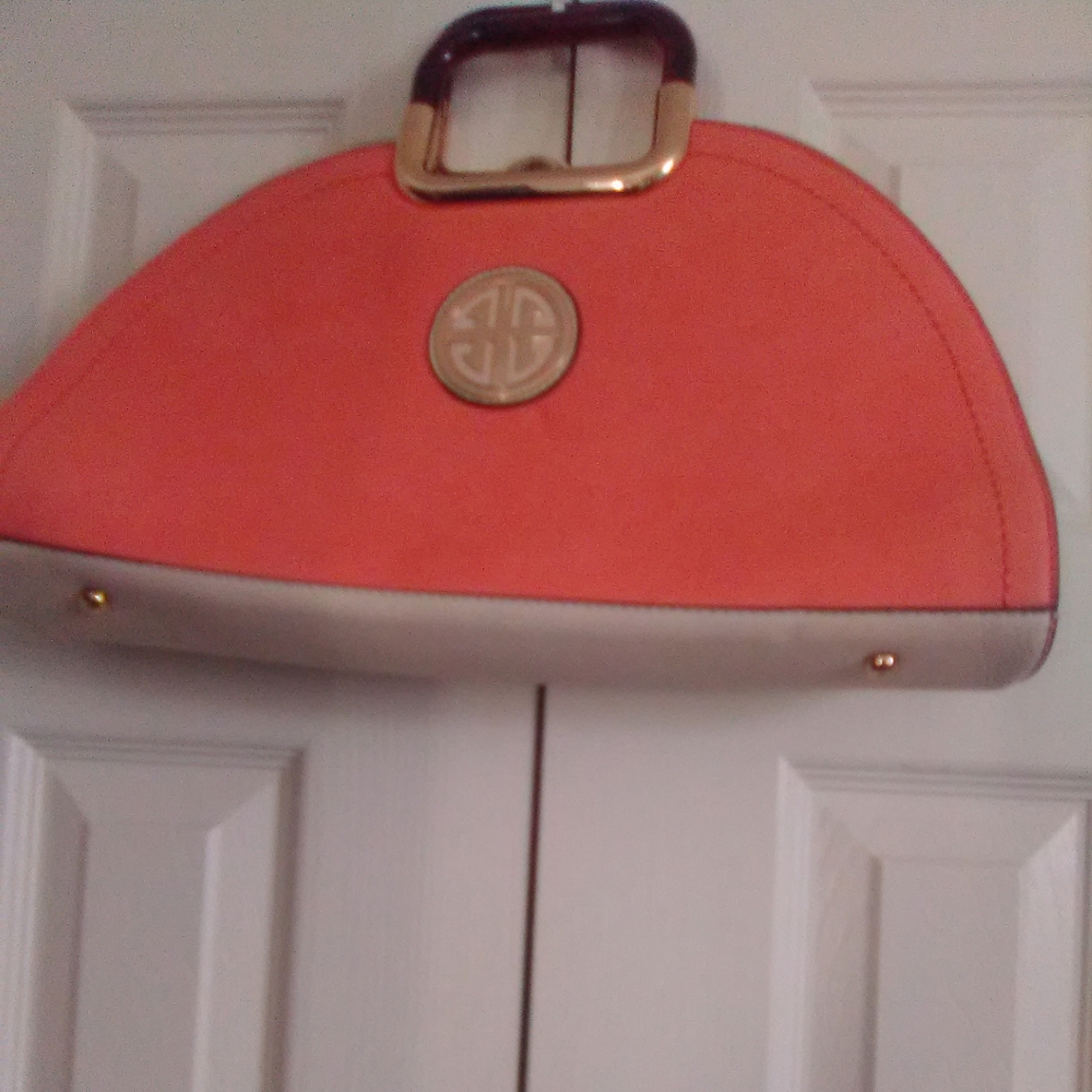 Large Orange and Cream Bag